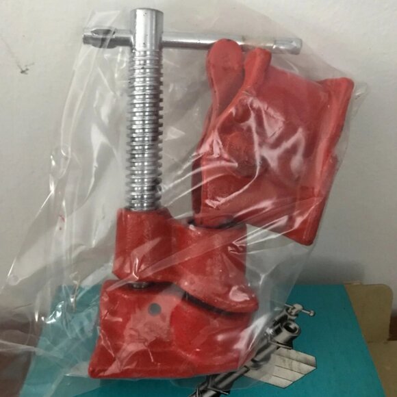 NEW Red Cast Iron Clamp Spring Lever 1/2" Threaded Malleable Woodworking Gluing - Picture 2 of 5